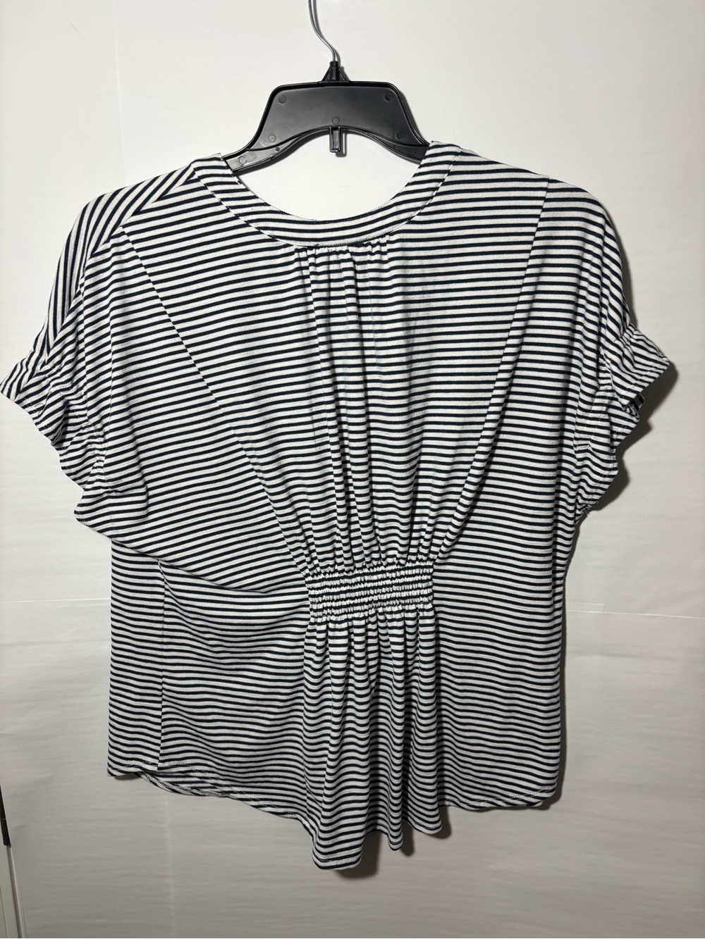 Fortune + Ivy XL Navy White Striped Smocked Back Blouse Top